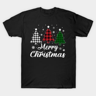 Merry Christmas Tree Xmas Buffalo Plaid T-Shirt